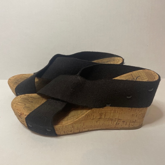 Lucky Brand Platform  Reaction Cork Sandals Wedges Size 8.5 - Picture 3 of 6